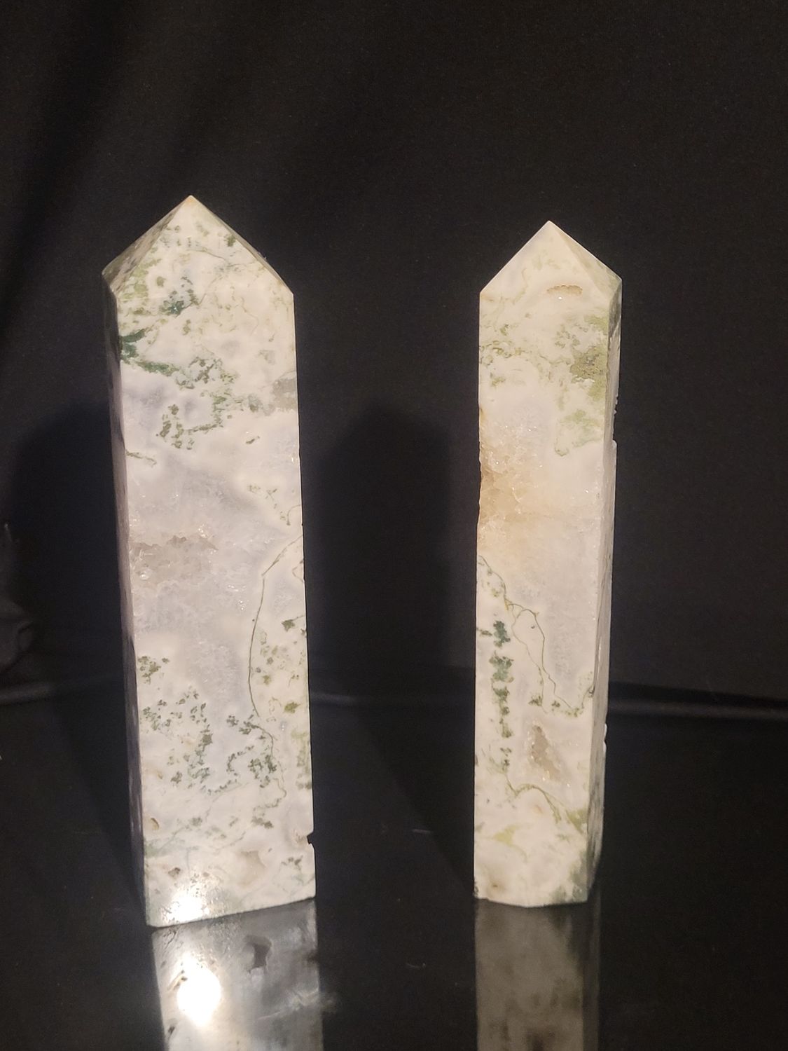 Moss Agate Tower, Size: 8&quot;-9&quot;