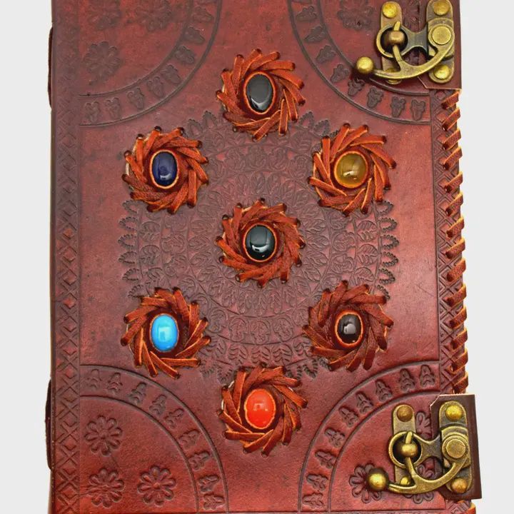 Leather Embossed Journal W/ Chakra stone
