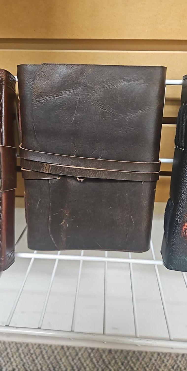 Leather journal diary with ruled craft pages