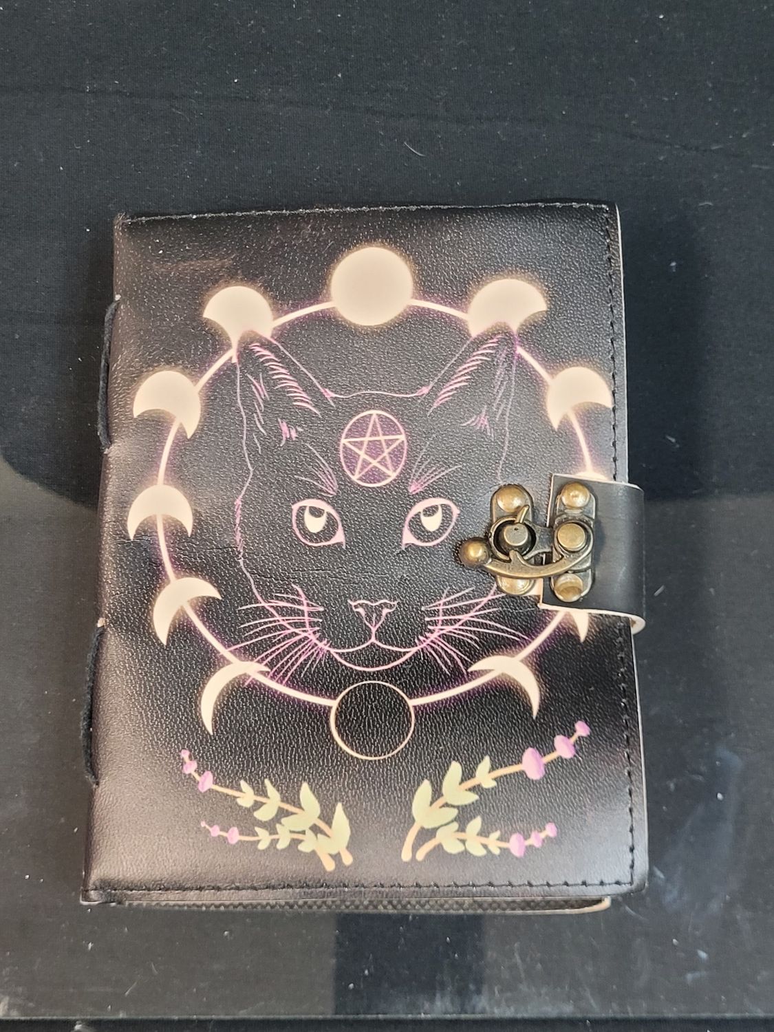 Wicca Cat Journal | Leather Journal | Blank Vintage Notebook