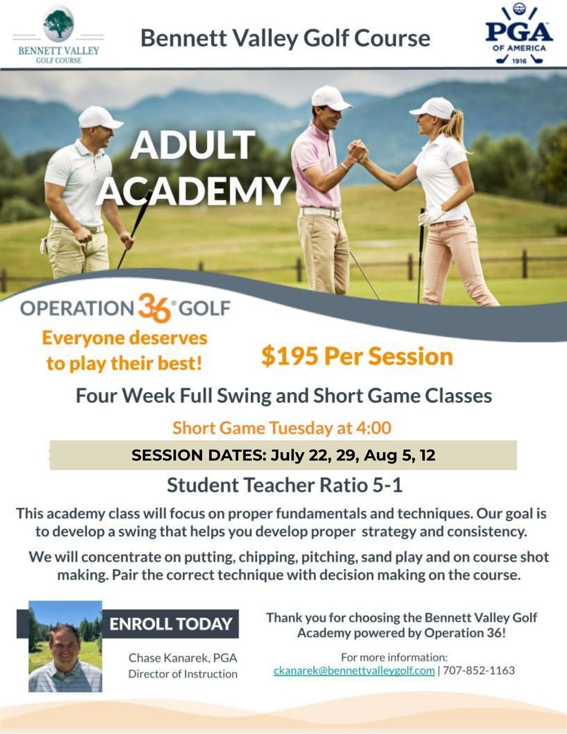 Adult Academy with PGA Director of Instruction Chase Kanarek
