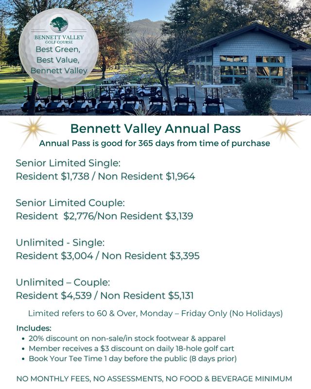 Bennett Valley Golf Course Annual Pass