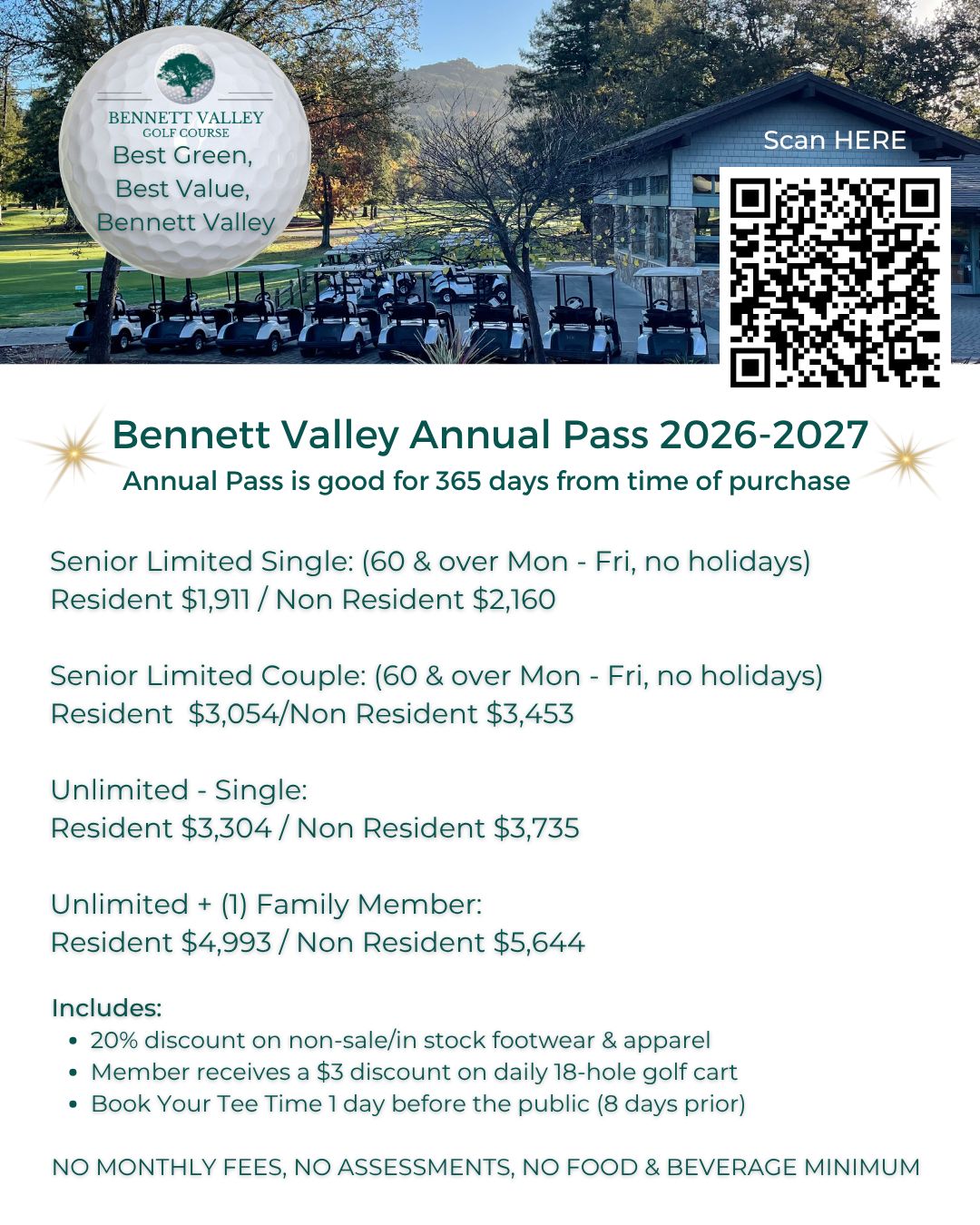 Bennett Valley Golf Course Annual Pass