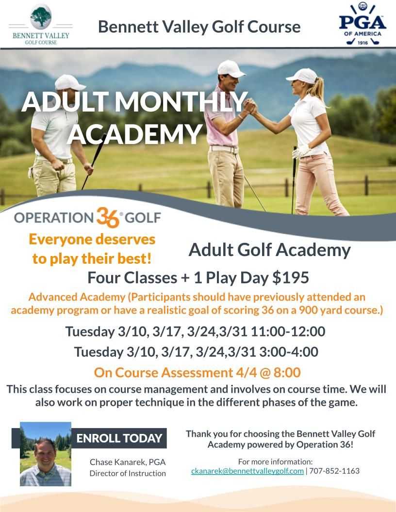 Adult Monthly Academy with PGA Director of Instruction Chase Kanarek