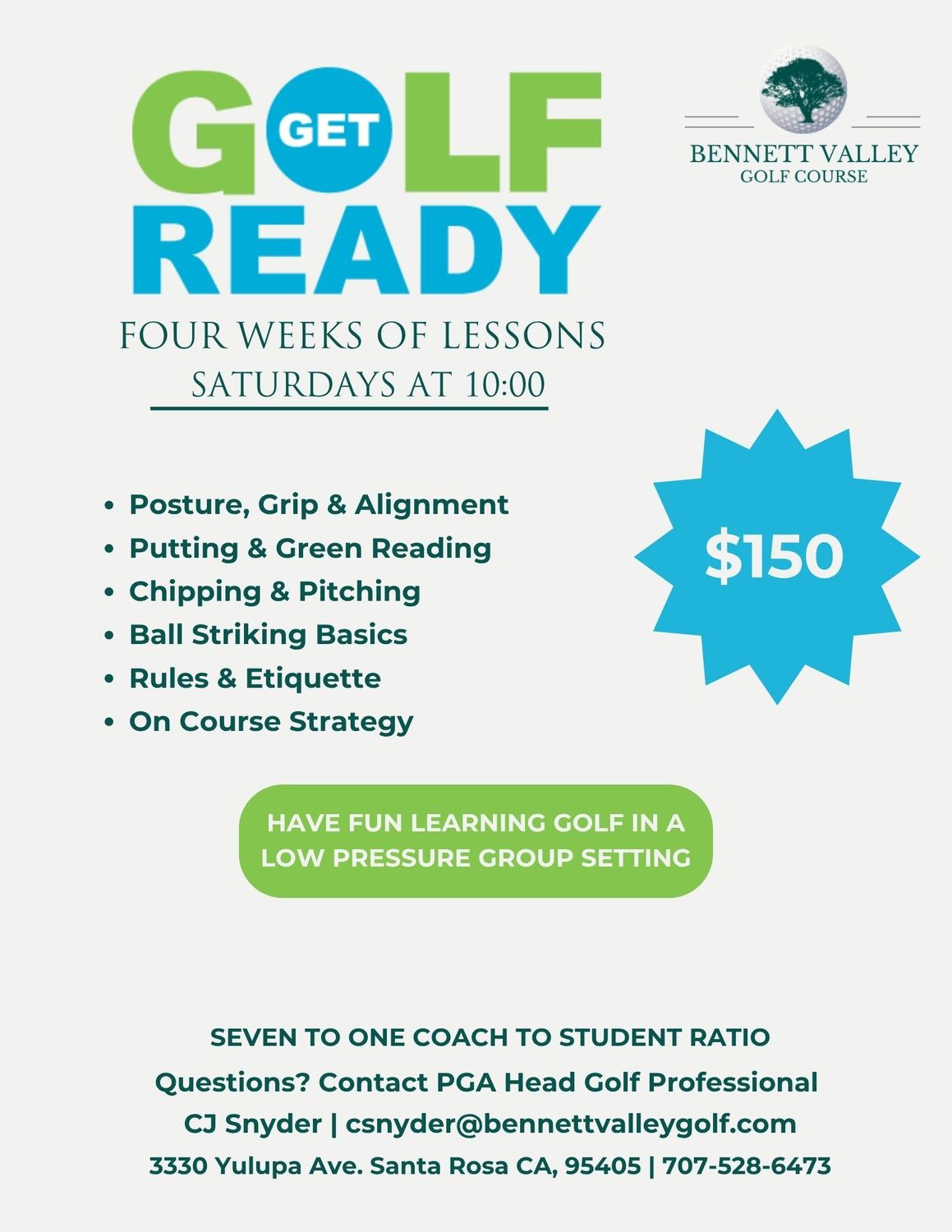 Get Golf Ready Beginners | Choose your Session | Saturdays at 10am