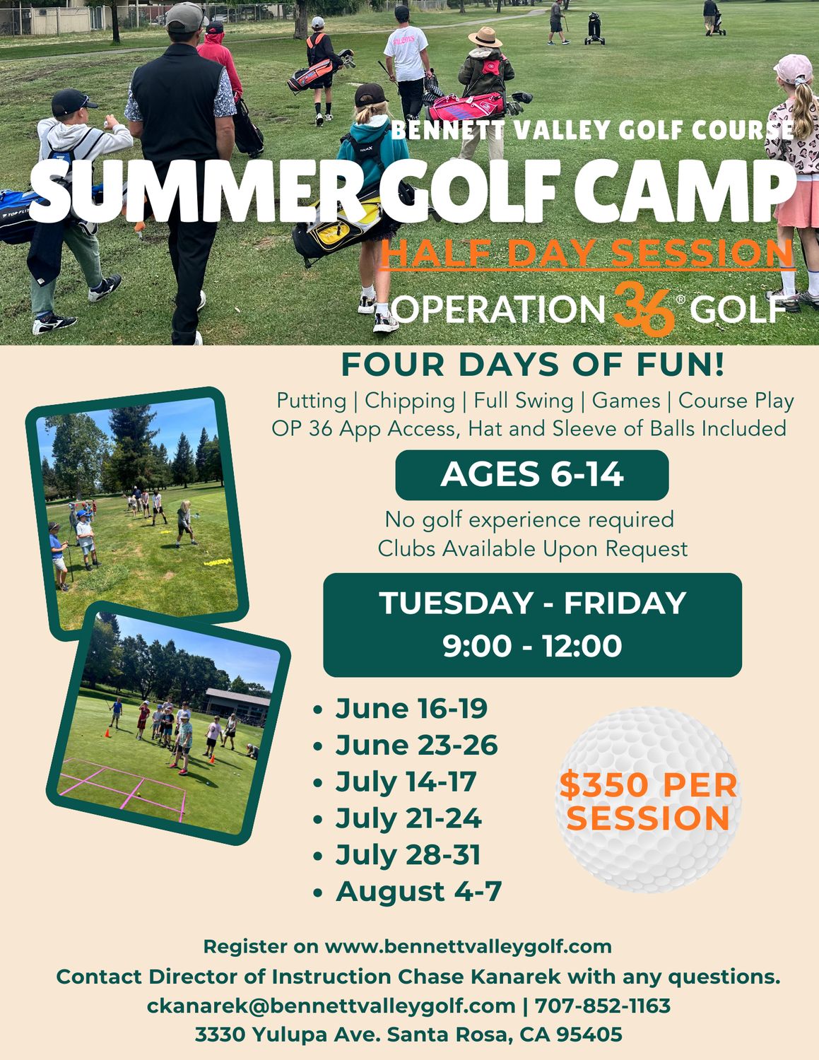 Summer Golf Camp Half Day with PGA Director of Instruction Chase Kanarek