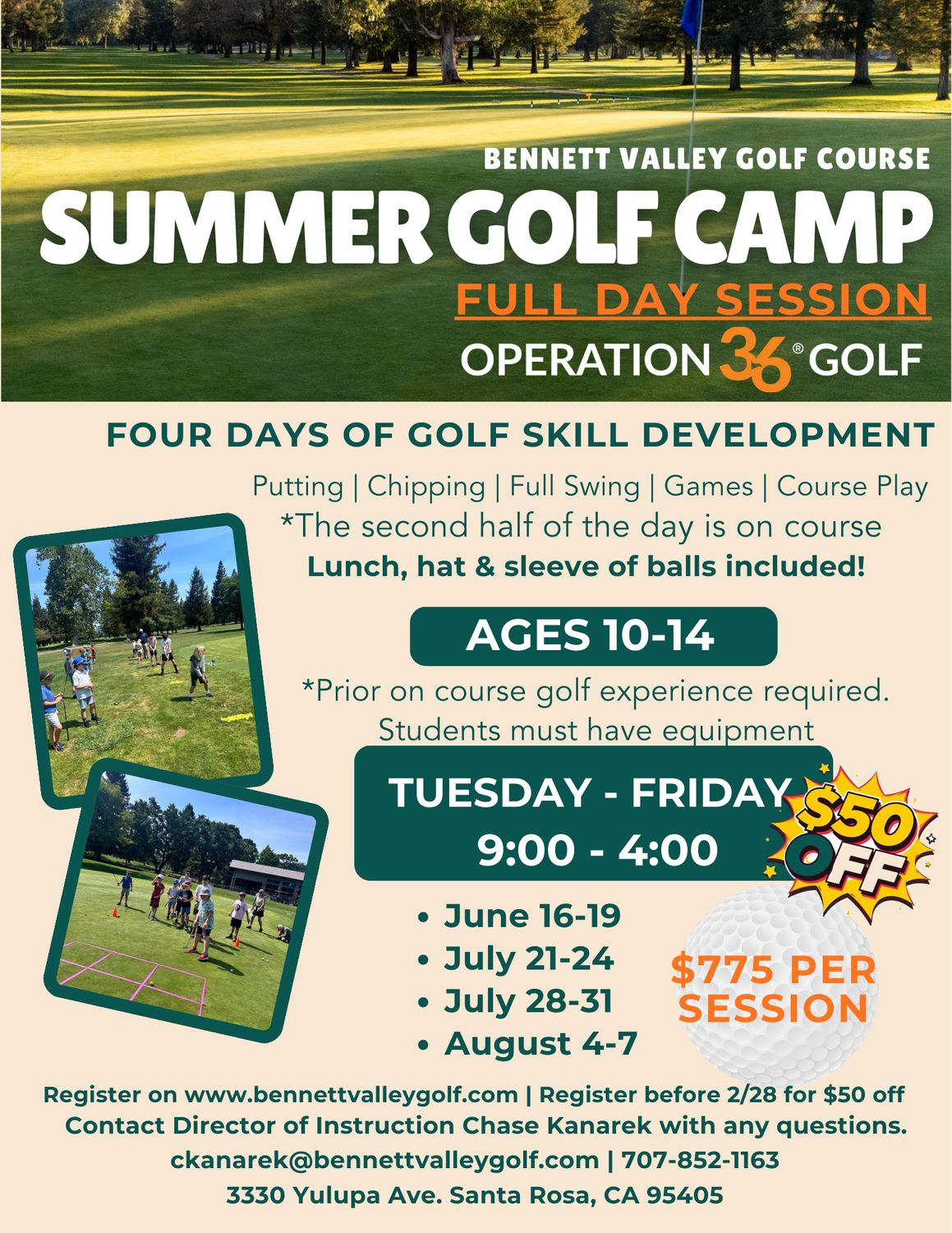 Summer Golf Camp Full Day with PGA Director of Instruction Chase Kanarek