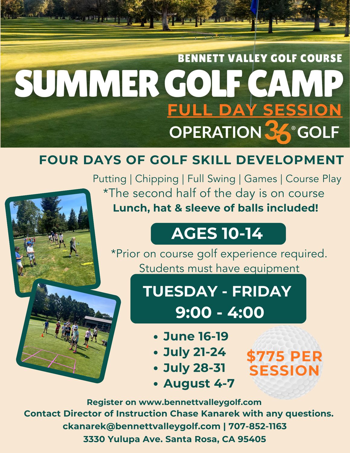 Summer Golf Camp Full Day with PGA Director of Instruction Chase Kanarek