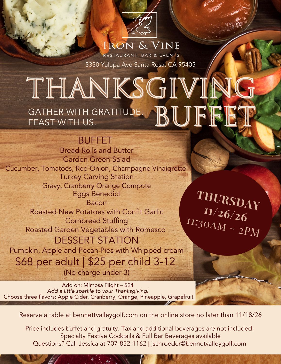 Thanksgiving Buffet | Thursday, November 26, 2026