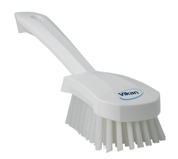 Washing Brush w/short Handle, 10.6", Stiff, White