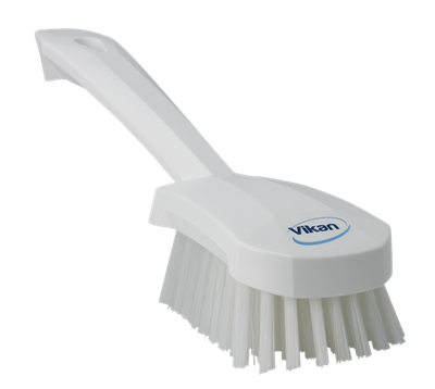Washing Brush w/short Handle, 10.6", Stiff, White