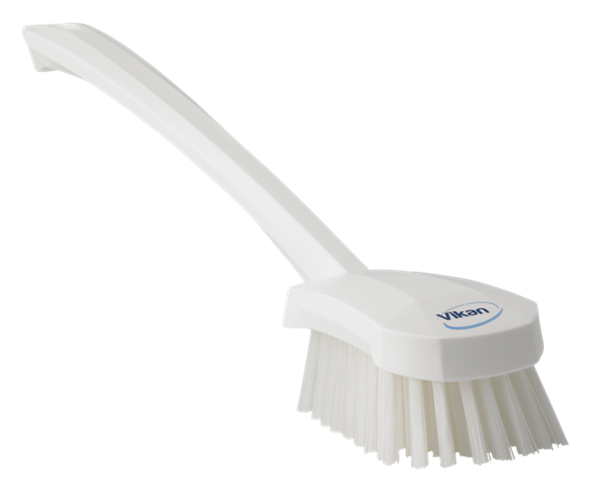 Washing Brush with long handle, 16.3", Stiff, White