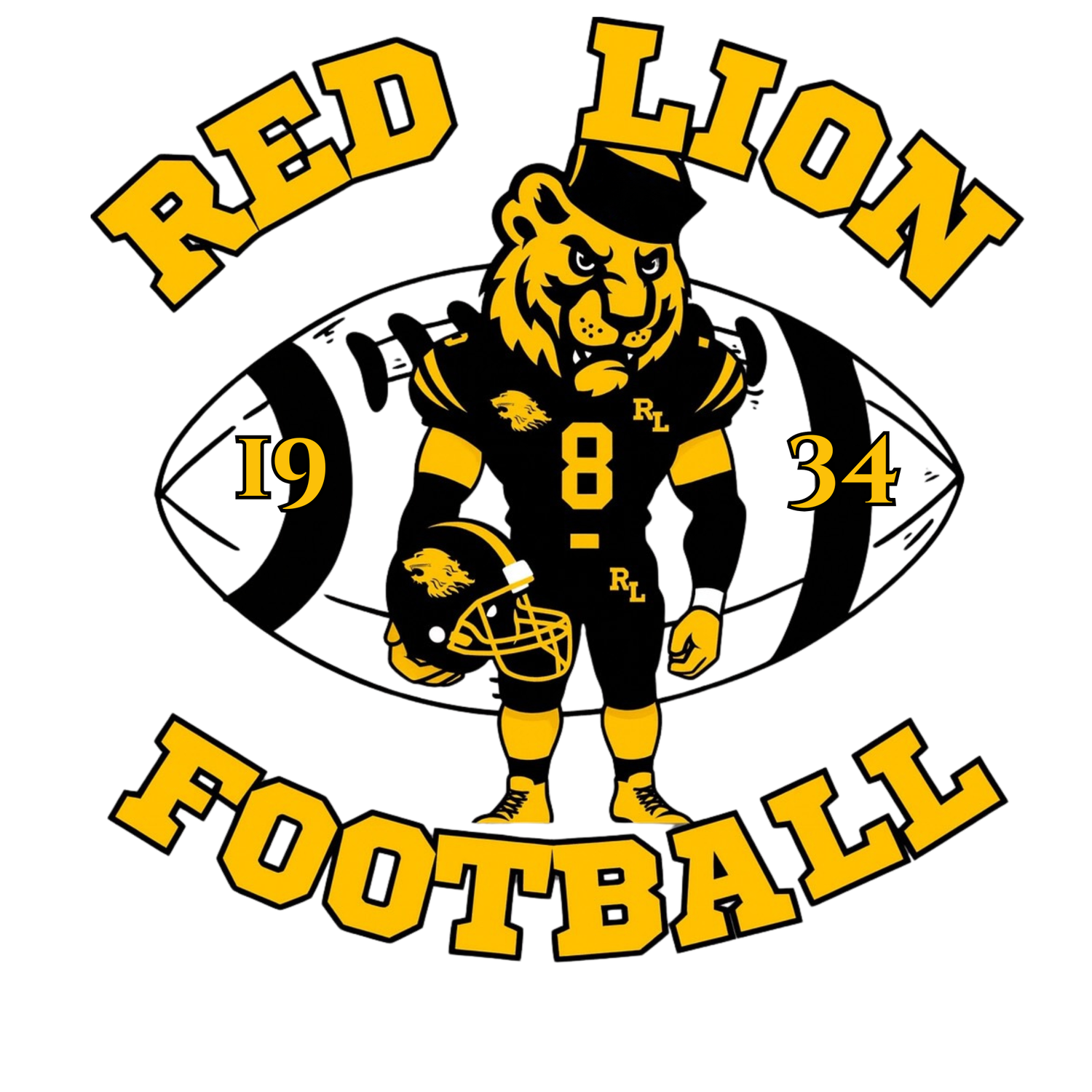 Red Lion Football Cartoon and Text Logo