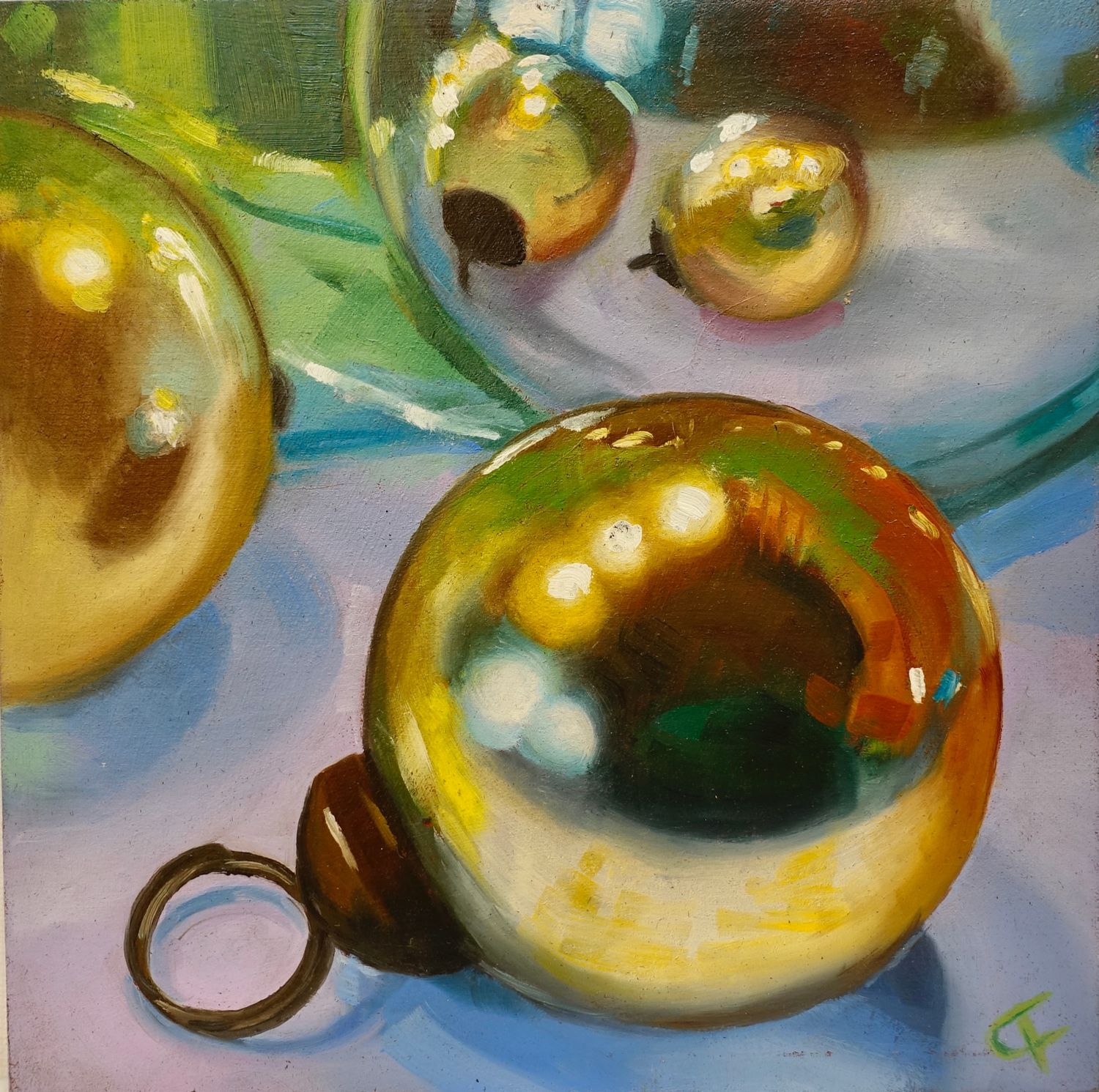 Weihnachtskugel gelb