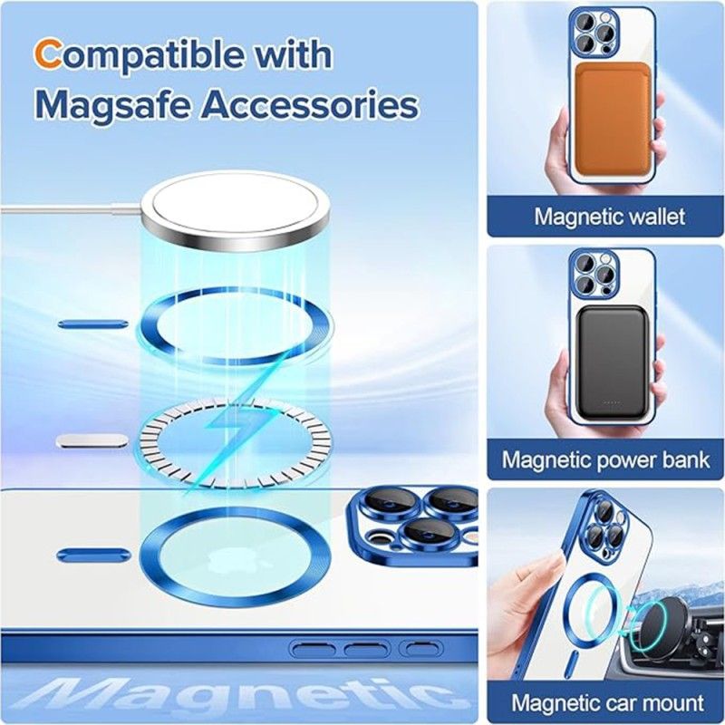 IPhone 16 Pro Blauwe Magsafe hoesje met camera lensbeschermer
