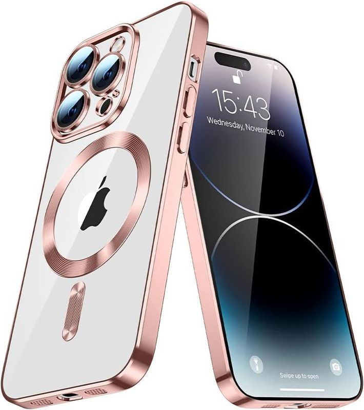 IPhone 12 Pro Max-Rose goude Magsafe hoesje met camera lensbeschermer