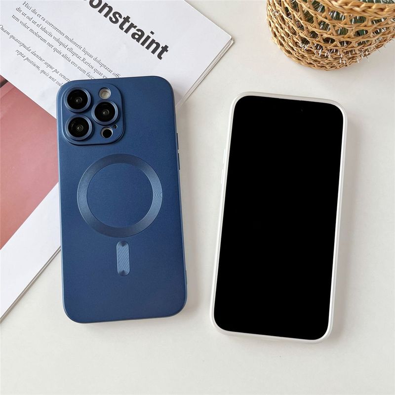 IPhone 14 Pro Max-Donker blauw Magsafe hoesje met camerabescherming