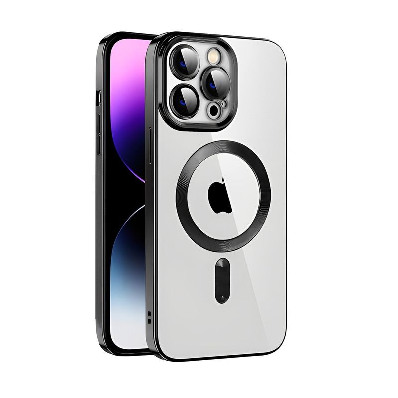 Zwarte Megsafe hoesje  met camera bescherming I phone 15 pro