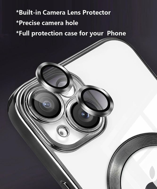 Zwarte Magsafe hoesje met camera bescherming  IPhone 15 Plus
