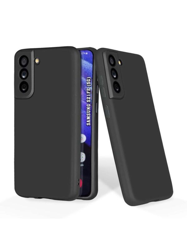 Zwarte Slicone hoesje met camera bescherming Samsung S21Fe