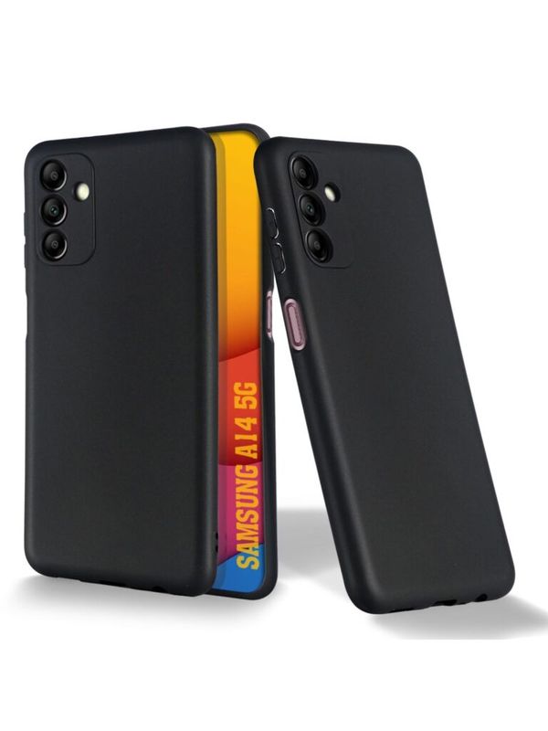 Samsung A14-Zwarte  Silicone hoesje met camera bescherming 1+1 gratis
