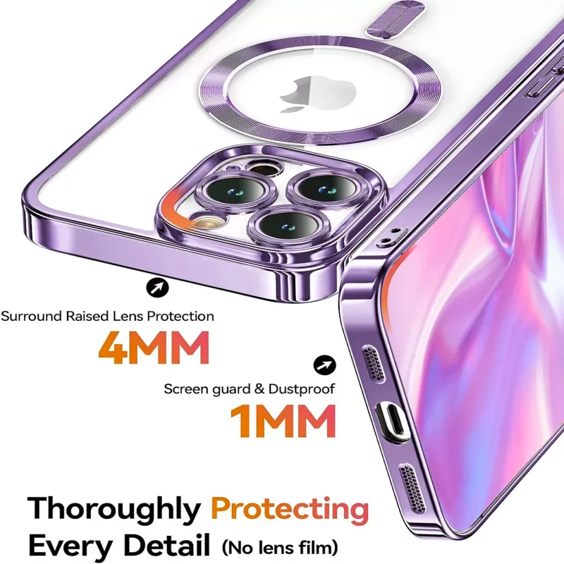IPhone 15 Pro Max-​Paarse Magsafe hoesje met camera lensbeschermer,