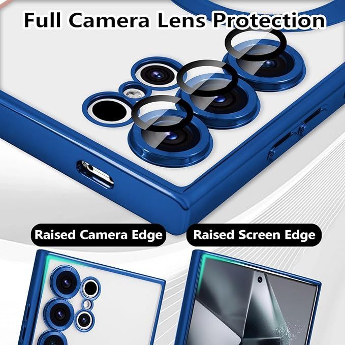 Samsung S 24 Ultra-Blauwe Magsafe hoesje met camerabescherming