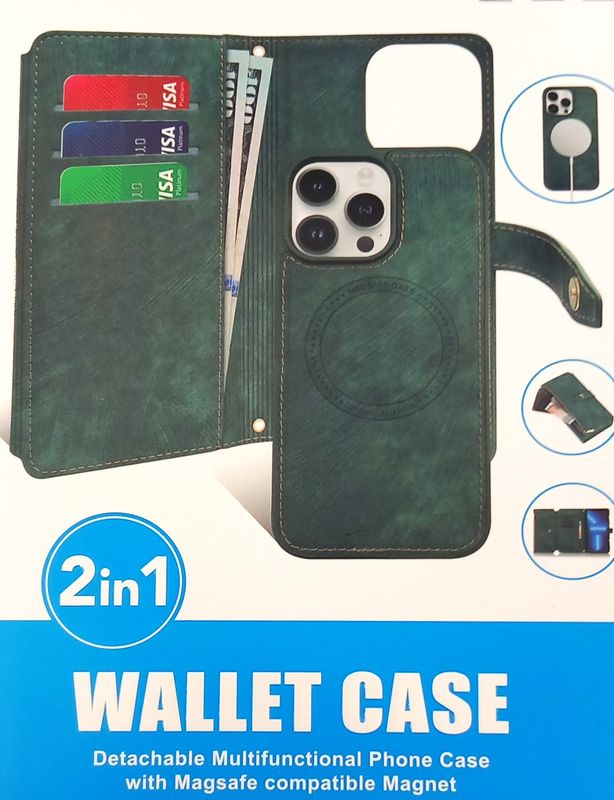 IPhone 15 Pro max-2-in-1-Groene MagSafe Wallet Case