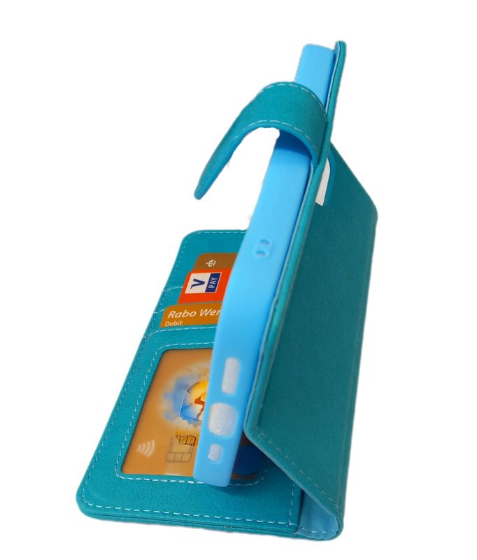 ​IPhone 15 Pro Boek hoesje met kaarthouder  en magnetische sluiting Turquoise