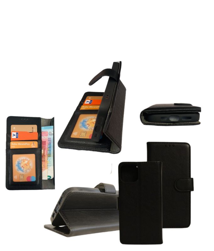 ​IPhone 15 Pro Max Zwarte  Boek hoesje met kaarthouder en  magnetische sluiting