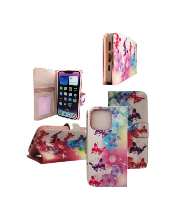​IPhone 16 Pro Max Boek hoesje kaarthouder magnetische sluiting Print