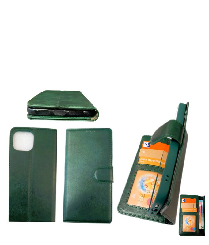 ​IPhone 14 Pro Boek hoesje kaarthouder magnetische sluiting Groen