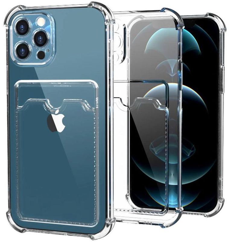 IPhone 12 Pro Transparante schokbestendige kaarthouderhoes
