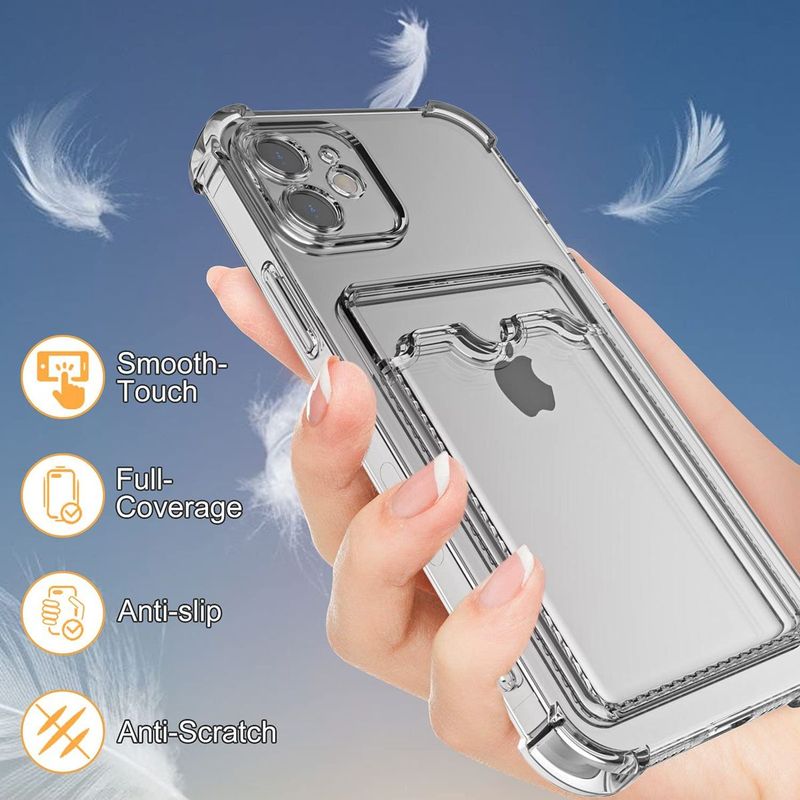 IPhone 12 Transparante schokbestendige kaarthouderhoesje