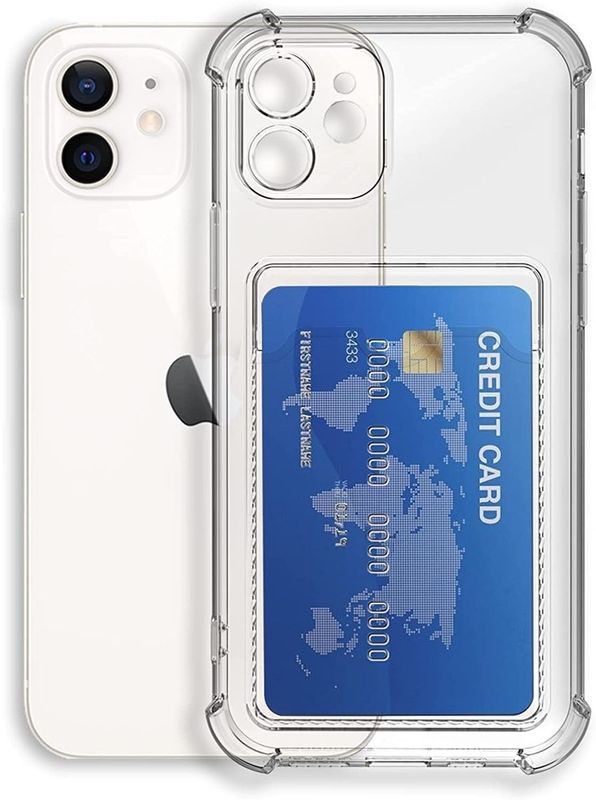 IPhone 12 Transparante schokbestendige kaarthouderhoesje