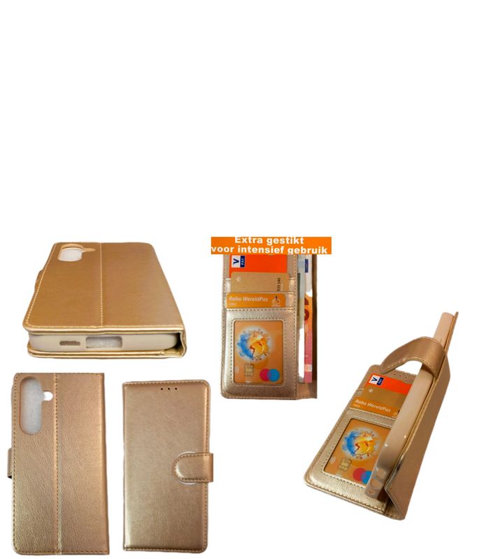 ​Samsung S23 FE Boek hoesje met kaarthouder en magnetische sluiting Goud