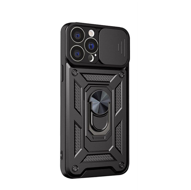 IPhone 15 Pro Zwarte telefoonhoesje met verschuifbare camerabescherming Schokbestendig