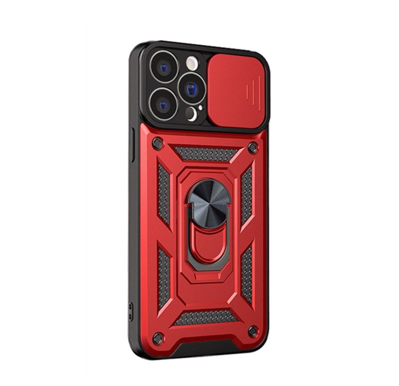IPhone 15 Pro Rood telefoonhoesje met verschuifbare camerabescherming Schokbestendig