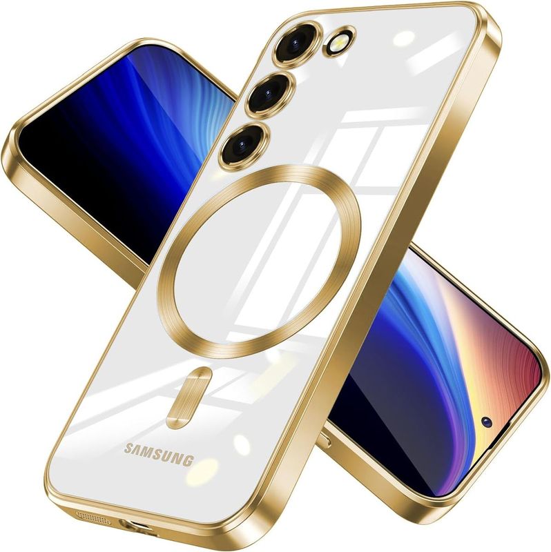 Samsung S23 gouden MagSafe hoesje met camera lensbescherming
