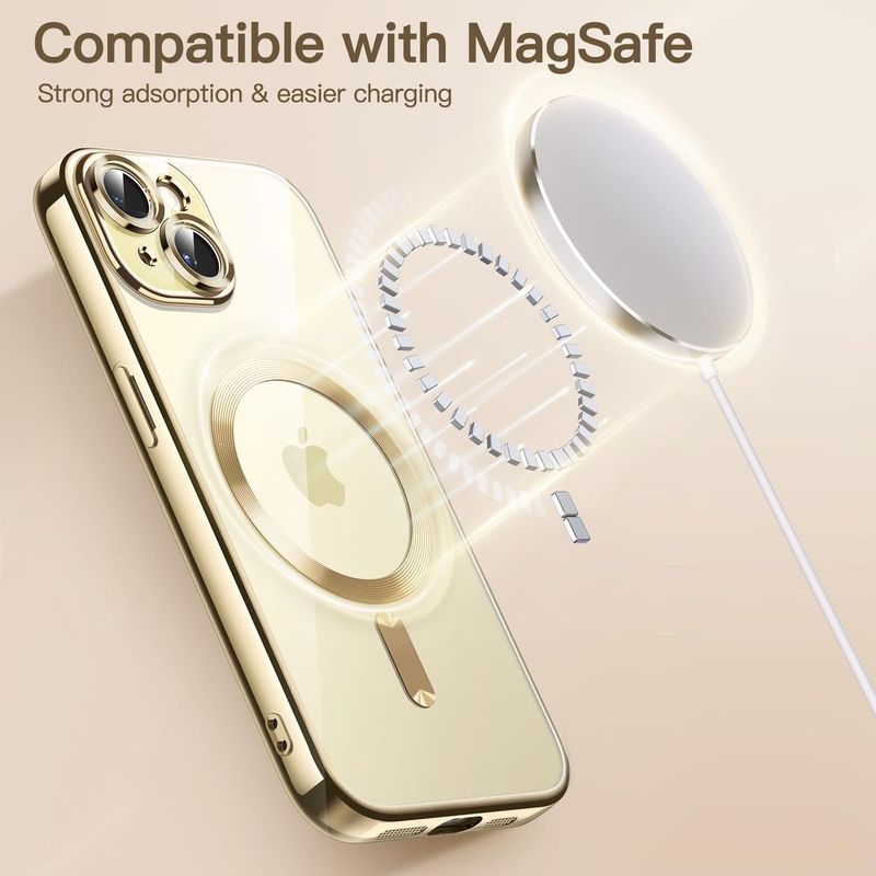 IPhone 15 Plus-Goude Magsafe hoesje met camerabescherming