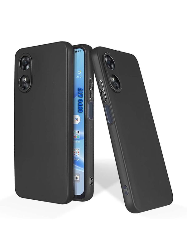 OPPO-A17-Zwarte silicone hoesje met camerabescherming