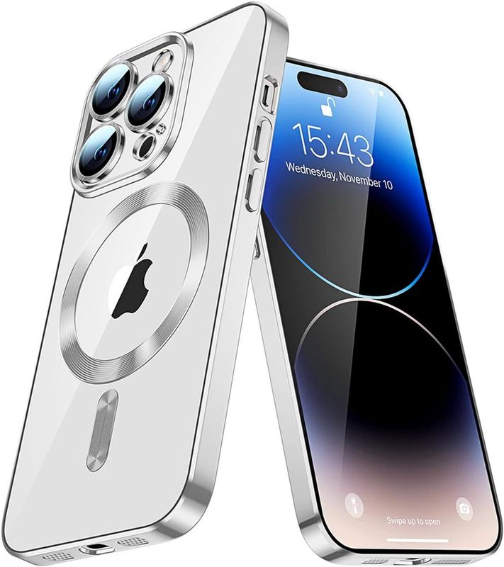 IPhone 14 Pro Max -zilvere Magsafe hoesje met camerabescherming