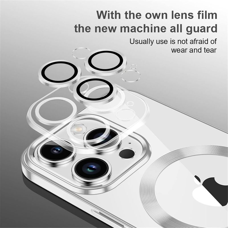 IPhone 14 Pro Max -zilvere Magsafe hoesje met camerabescherming