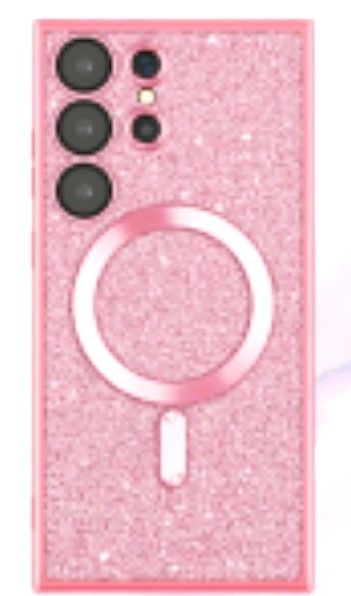Samsung S23 UltraRose goude glitters MagSafe hoesje met camerabescherming