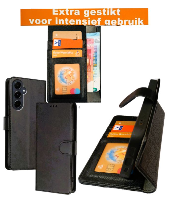 ​Samsung S -24 Plus Zwarte Boek hoesje met kaarthouder en magnetische sluiting