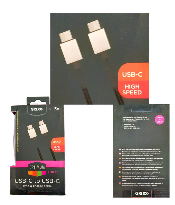 USB-C naar USB C-Ondersteuning van 20W Power 3M