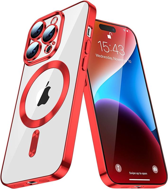 IPhone 16 Pro Max-rode MagSafe hoesje met camera lensbeschermer