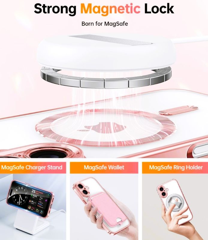 IPhone 16 Plus-Rose goude Magsafe hoesje met camera lensbeschermer