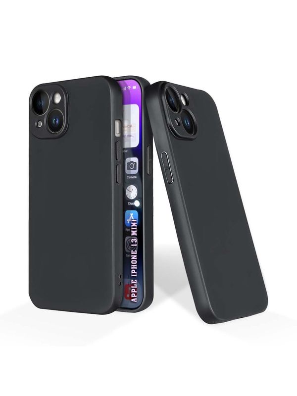 IPhone 13 Mini-Zwarte silicone hoejse Met camera lensbeschermer 1+1 gratis