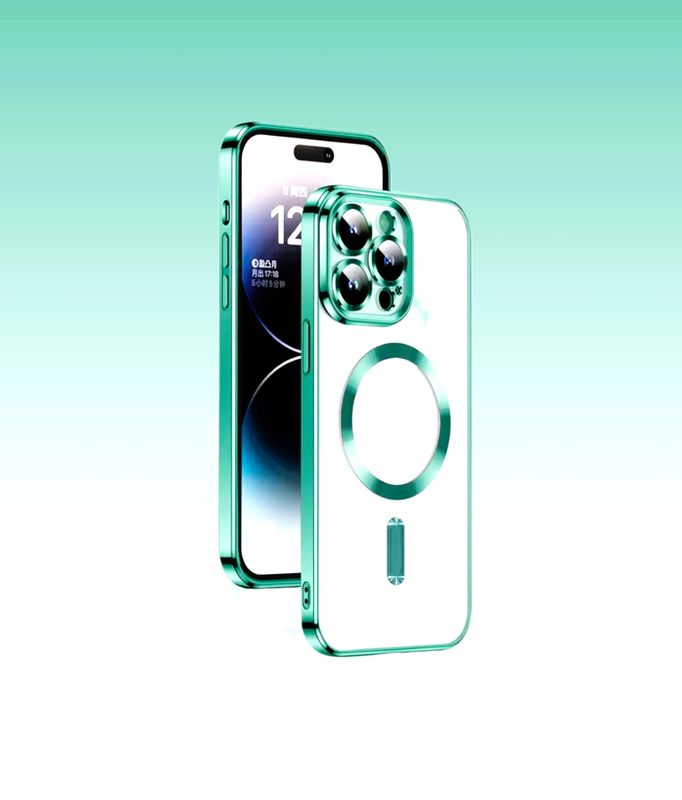 IPhone 15 Pro-Groene Magsafe hoesje met camera lensbeschermer